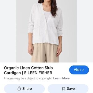 NWOT Eileen Fisher White Cotton Cardigan